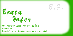 beata hofer business card